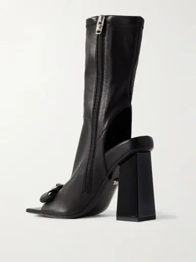Versace Gianni Ribbon Embellished Leather Ankle Boots | Thumbnail 3