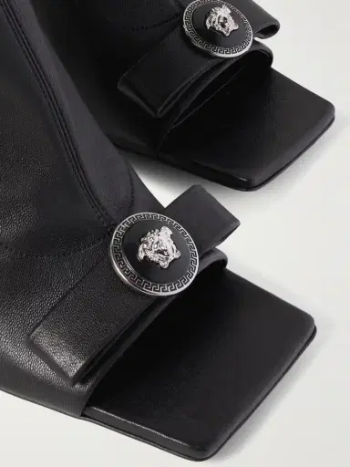 Versace Gianni Ribbon Embellished Leather Ankle Boots | Thumbnail 4