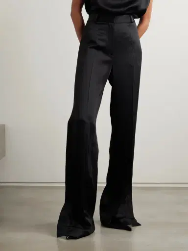 TOTEME Pleated Satin-trimmed Crepe Straight-leg Pants | Thumbnail 3