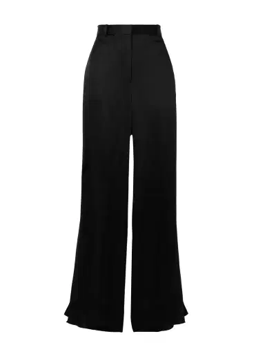 TOTEME Pleated Satin-trimmed Crepe Straight-leg Pants | Thumbnail 1