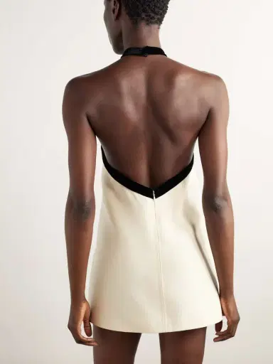 Tom Ford Bow-embellished Velvet-trimmed Wool And Silk-blend Crepe Mini Dress | Thumbnail 3