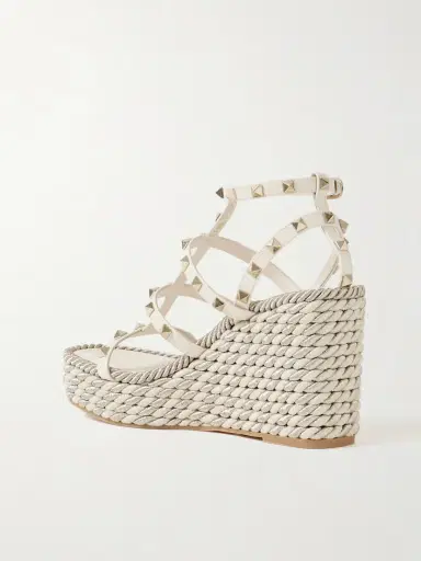 Valentino Garavani Rockstud Torchon 105 Leather Espadrille Wedge Sandals | Thumbnail 3 Valentino Garavani Rockstud Torchon 105 Leather Espadrille Wedge Sandals | Thumbnail 3