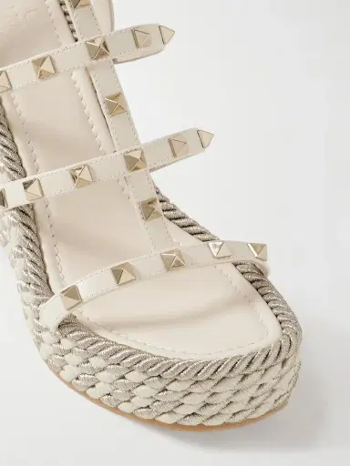 Valentino Garavani Rockstud Torchon 105 Leather Espadrille Wedge Sandals | Thumbnail 4 Valentino Garavani Rockstud Torchon 105 Leather Espadrille Wedge Sandals | Thumbnail 4