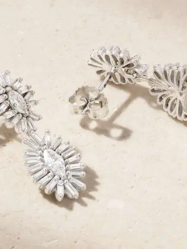 Suzanne Kalan 18-karat White Gold Diamond Earrings | Thumbnail 3 Suzanne Kalan 18-karat White Gold Diamond Earrings | Thumbnail 3