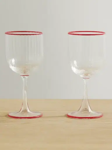 Aquazzura Casa Set Of Two Striped Wine Glasses | Thumbnail 1 Aquazzura Casa Set Of Two Striped Wine Glasses | Thumbnail 1