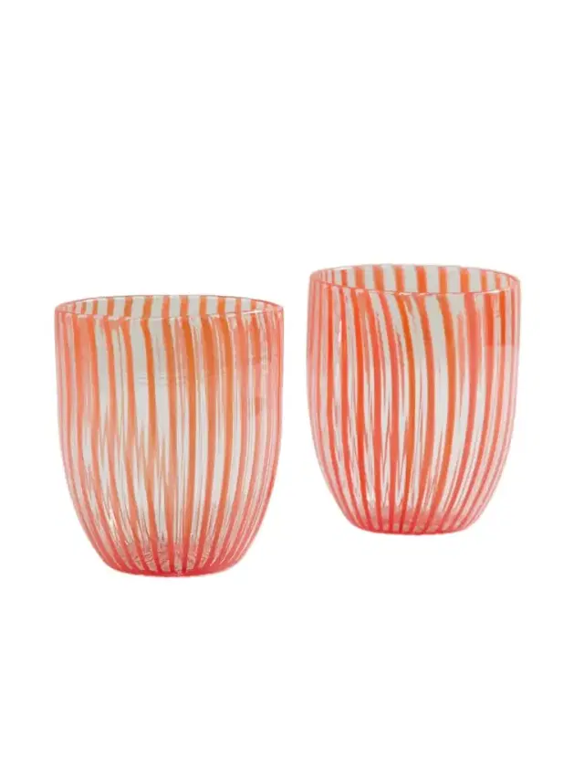Capri Set Of Two Striped Glass Tumblers