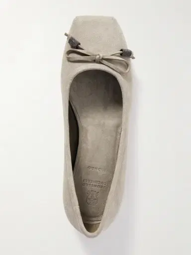 Brunello Cucinelli Bead-embellished Suede Ballet Flats | Thumbnail 5