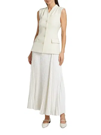 SIMKHAI Women's Georgina Pieced Vest Maxi Dress - White | Thumbnail 3
