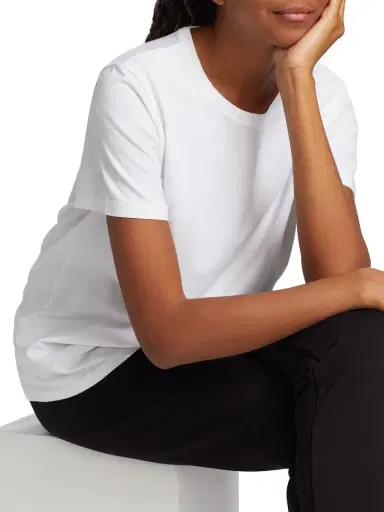 Bombas Women's Cotton Crewneck Split-Hem T-Shirt - White | Thumbnail 5