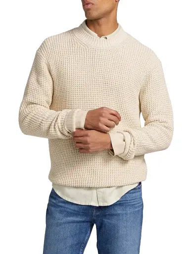 Paige Men's Mylo Waffle-Knit Crewneck Sweater - Heathered Natural | Thumbnail 3