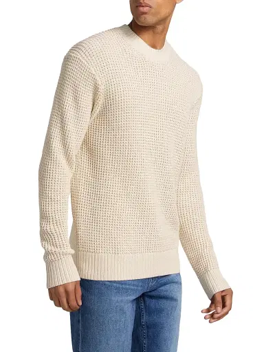 Paige Men's Mylo Waffle-Knit Crewneck Sweater - Heathered Natural | Thumbnail 4