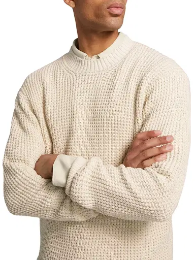 Paige Men's Mylo Waffle-Knit Crewneck Sweater - Heathered Natural | Thumbnail 6