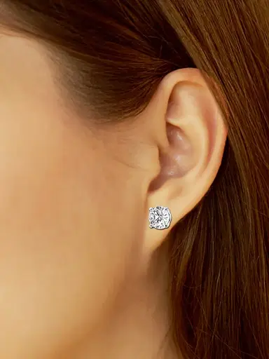 Saks Fifth Avenue Collection Women's 14K White Gold & 4.00 TCW Lab-Grown Diamond Stud Earrings - White Gold | Thumbnail 2