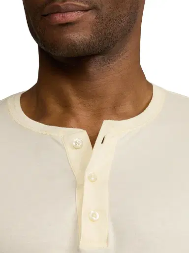Ralph Lauren Purple Label Men's Interlock Henley Shirt - Classic Cream | Thumbnail 6