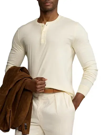 Ralph Lauren Purple Label Men's Interlock Henley Shirt - Classic Cream | Thumbnail 8