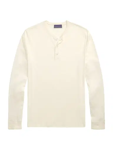 Ralph Lauren Purple Label Men's Interlock Henley Shirt - Classic Cream | Thumbnail 1