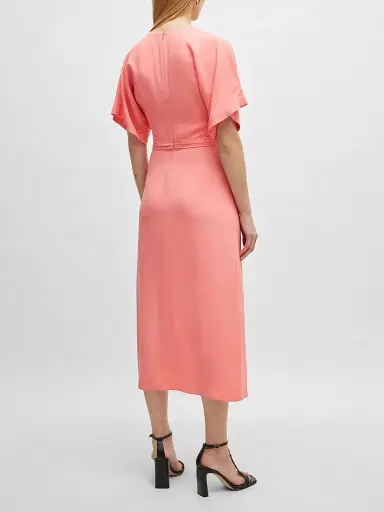 BOSS Women's V-Neck Dress with Waist Detail - Pink | Thumbnail 3