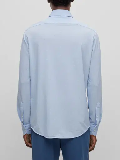 BOSS Men's Regular-Fit Shirt in Structured Performance-Stretch Fabric - Light Blue | Thumbnail 3
