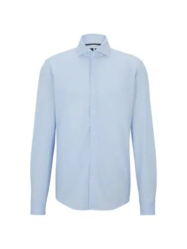 BOSS Men's Regular-Fit Shirt in Structured Performance-Stretch Fabric - Light Blue | Thumbnail 6