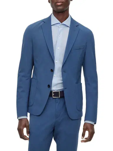 BOSS Men's Regular-Fit Shirt in Structured Performance-Stretch Fabric - Light Blue | Thumbnail 1