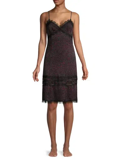 Kiki de Montparnasse Women's Stretch Silk Print Slip Dress - Black Red | Thumbnail 2