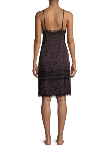 Kiki de Montparnasse Women's Stretch Silk Print Slip Dress - Black Red | Thumbnail 3