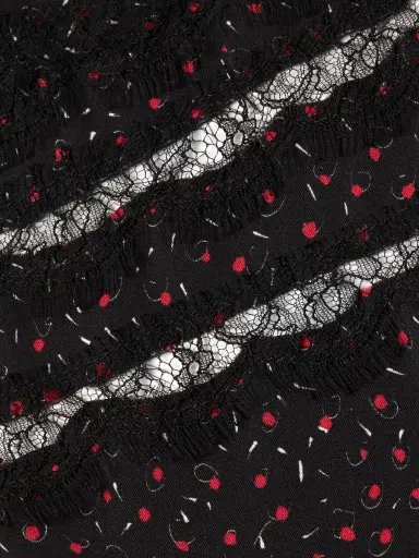 Kiki de Montparnasse Women's Stretch Silk Print Slip Dress - Black Red | Thumbnail 4