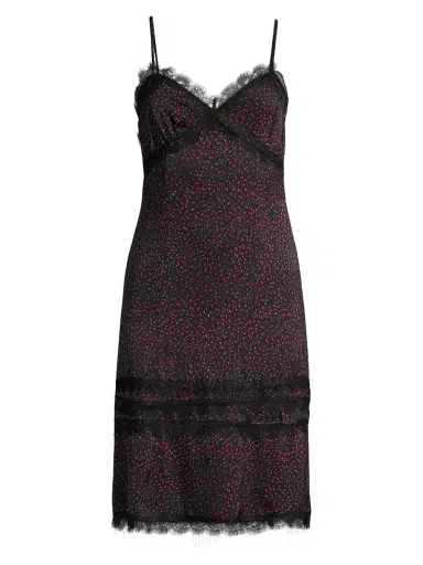 Kiki de Montparnasse Women's Stretch Silk Print Slip Dress - Black Red | Thumbnail 5