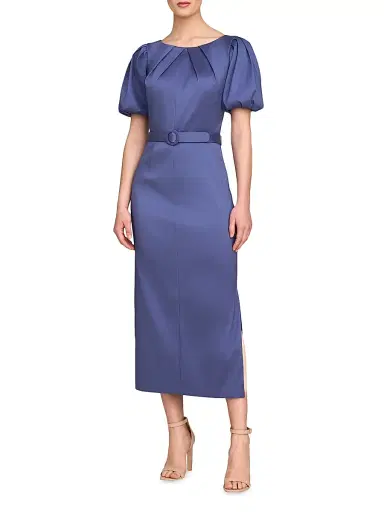 Kay Unger Women's Chiara Satin Cocktail Dress - Indigo | Thumbnail 2