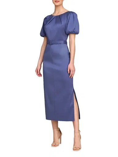 Kay Unger Women's Chiara Satin Cocktail Dress - Indigo | Thumbnail 3