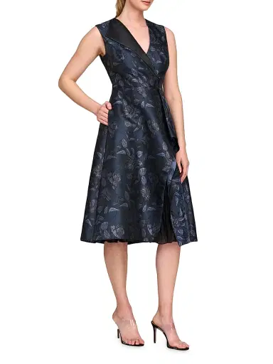 Kay Unger Women's Lottie Floral Cocktail Dress - Dark Midnight | Thumbnail 4