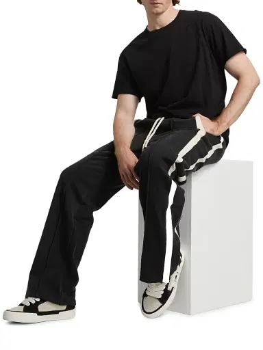 Nahmias Men's Heavy Cotton Track Pants - Worn Black | Thumbnail 2
