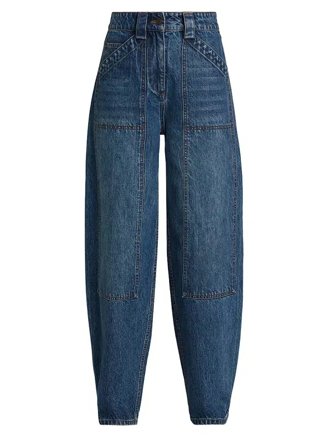 Co Women's Denim High-Waisted Balloon Jeans - Indigo
