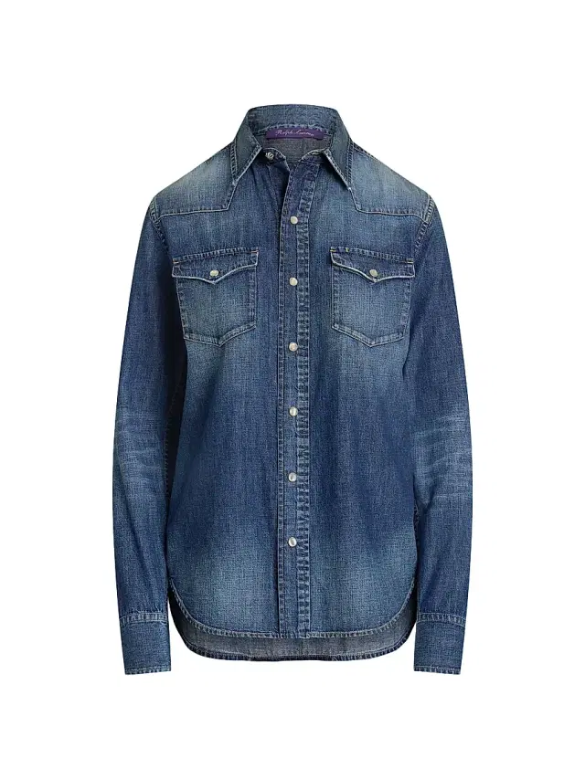 Women's Denim Snap-Front Long-Sleeve Top - Blue Ridge Breeze Wash