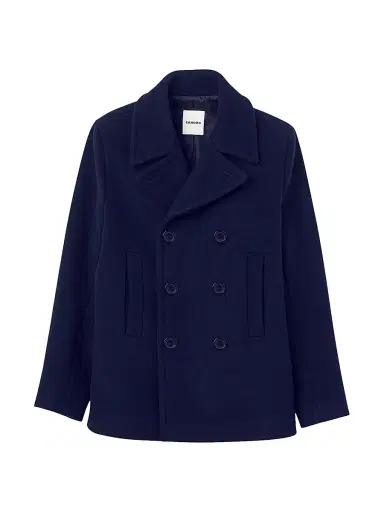 Sandro Men's Straight Fit Wool Blend Coat - Navy Blue | Thumbnail 1