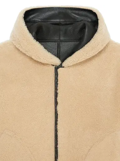 Givenchy Men's Reversible Varsity Jacket in Leather and Shearling - Brown Beige | Thumbnail 4