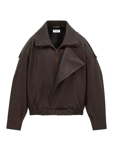 Saint Laurent Women's Bomber Jacket in Lambskin - Brun Sepia - Size 8 | Thumbnail 1 Saint Laurent Women's Bomber Jacket in Lambskin - Brun Sepia - Size 8 | Thumbnail 1