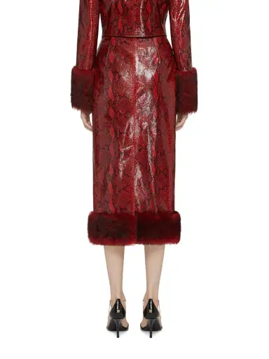 Givenchy Women's Skirt in Python Print Leather and Fur - Burgundy Red | Thumbnail 3