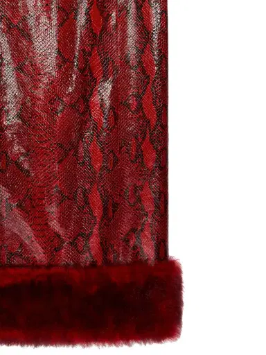 Givenchy Women's Skirt in Python Print Leather and Fur - Burgundy Red | Thumbnail 4