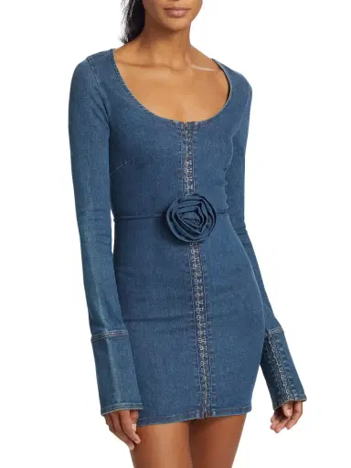 Rotate Birger Christensen Women's Stretch Denim Body-Con Minidress - Orion Blue | Thumbnail 2