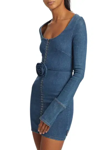 Rotate Birger Christensen Women's Stretch Denim Body-Con Minidress - Orion Blue | Thumbnail 3