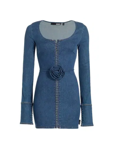 Rotate Birger Christensen Women's Stretch Denim Body-Con Minidress - Orion Blue | Thumbnail 8