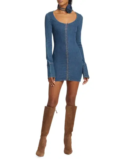 Rotate Birger Christensen Women's Stretch Denim Body-Con Minidress - Orion Blue | Thumbnail 1