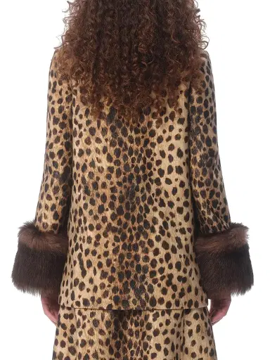 Valentino Garavani Women's Jaguar Spots Printed Wool Cloth Caban - Animal Print | Thumbnail 4