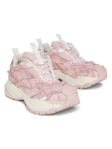 Versace Women's V2 Mercury Crystal-Embellished Sneakers - Dusty Rose White | Thumbnail 2