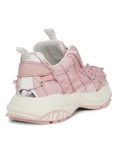 Versace Women's V2 Mercury Crystal-Embellished Sneakers - Dusty Rose White | Thumbnail 3