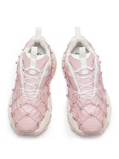 Versace Women's V2 Mercury Crystal-Embellished Sneakers - Dusty Rose White | Thumbnail 4