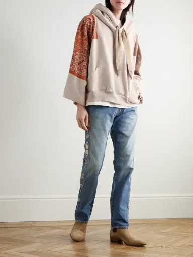 KAPITAL Monkey Cisco Straight-Leg Leather-Trimmed Embellished Jeans - Men | Thumbnail 2