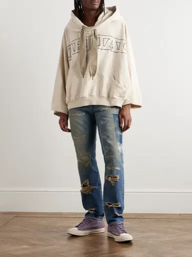 KAPITAL Logo-Embroidered Cotton-Jersey Hoodie - Men | Thumbnail 2