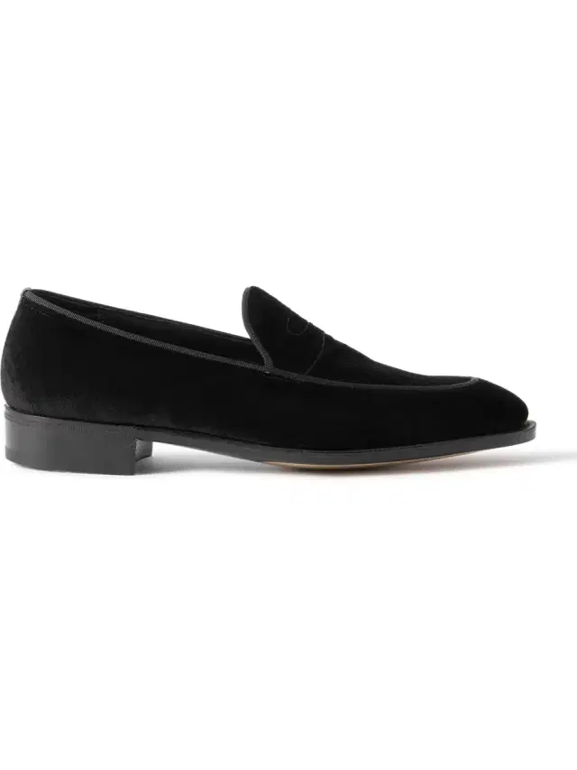 Bill Grosgrain and Leather-Trimmed Velvet Loafers - Men Bill Grosgrain and Leather-Trimmed Velvet Loafers - Men